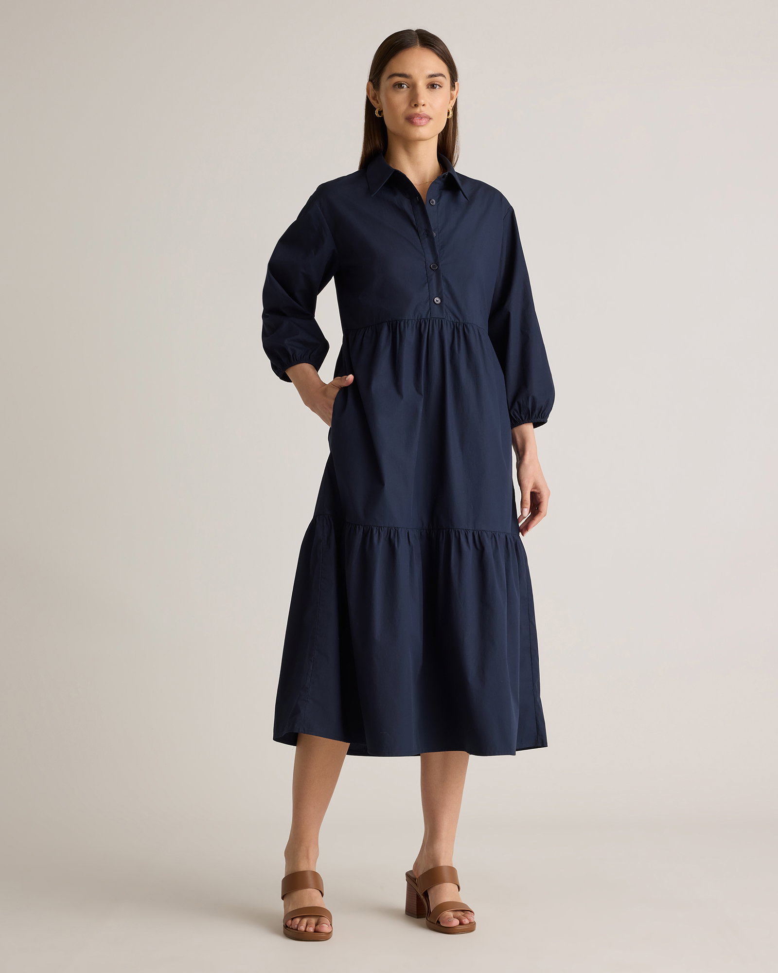 100% Organic Cotton Poplin Midi Tunic Dress