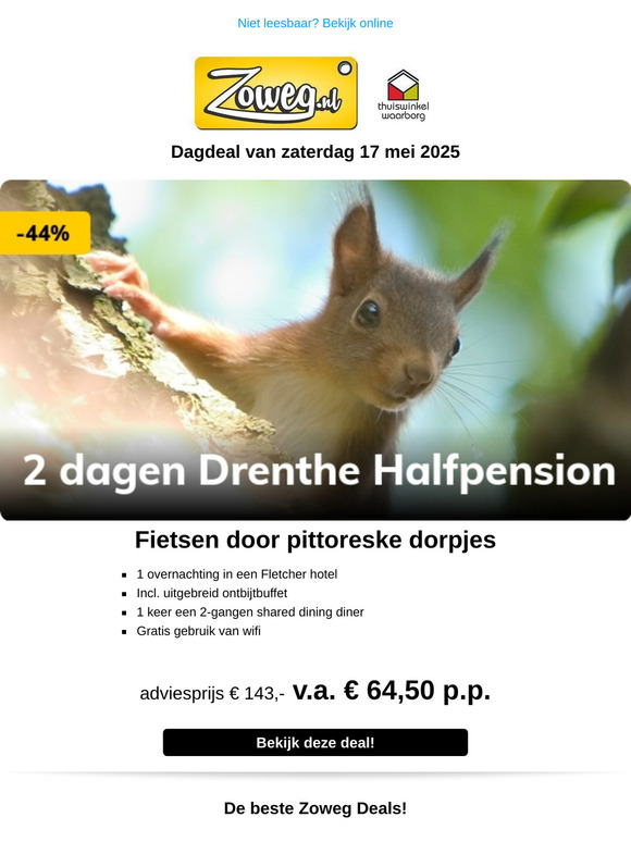 2 dagen Drenthe Halfpension v.a. 64,50