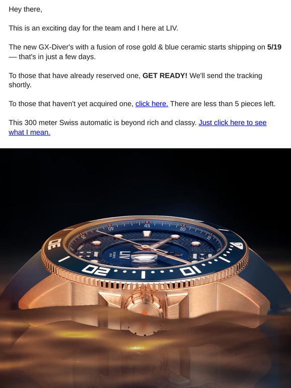 Shipping update for the new Diver