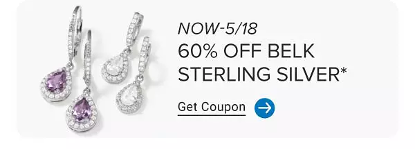 A star necklace, purple gemstone earrings and a blue gemstone ring. 60% off fine jewelry and Belk Sterling Silver. Get coupon.