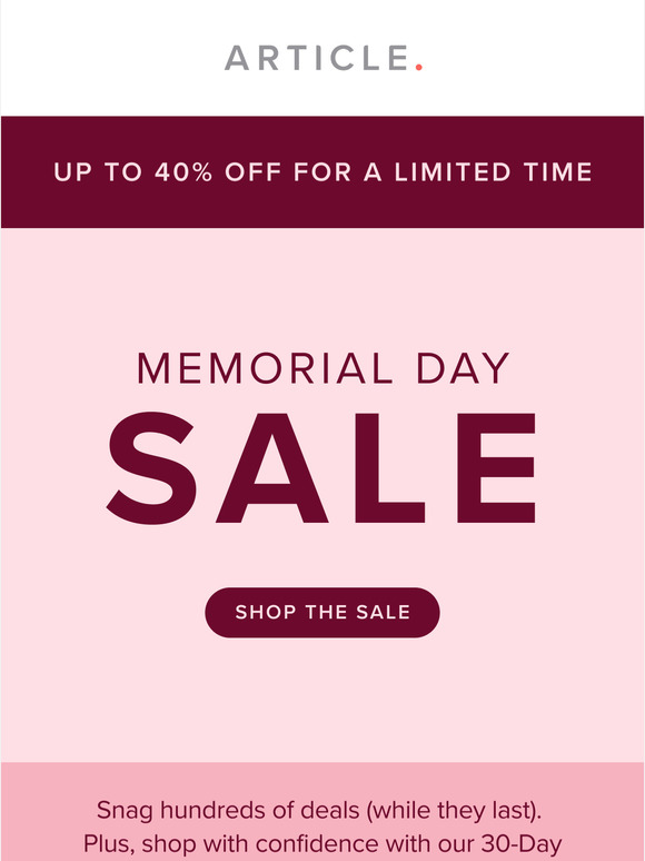 Limited time only: Shop our Memorial Day Sale