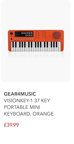 Gear4music VISIONKEY-1 37 Key Portable Mini Keyboard, Orange