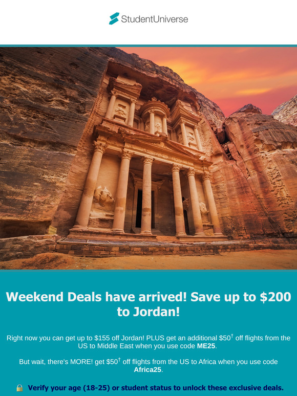 Weekend deals are here! Get up to $200 off to Jordan!