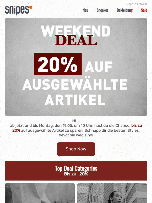 🔥 Weekend Deal: Spare bis zu 20% auf coole Styles!