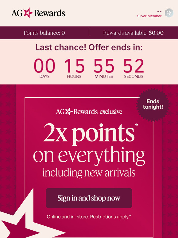 Last day! 2x points on everything
