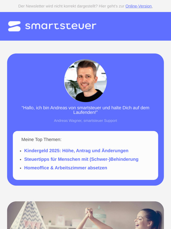 Kindergeld, Steuertipps für Menschen mit Behinderung & Homeoffice-Abzug
