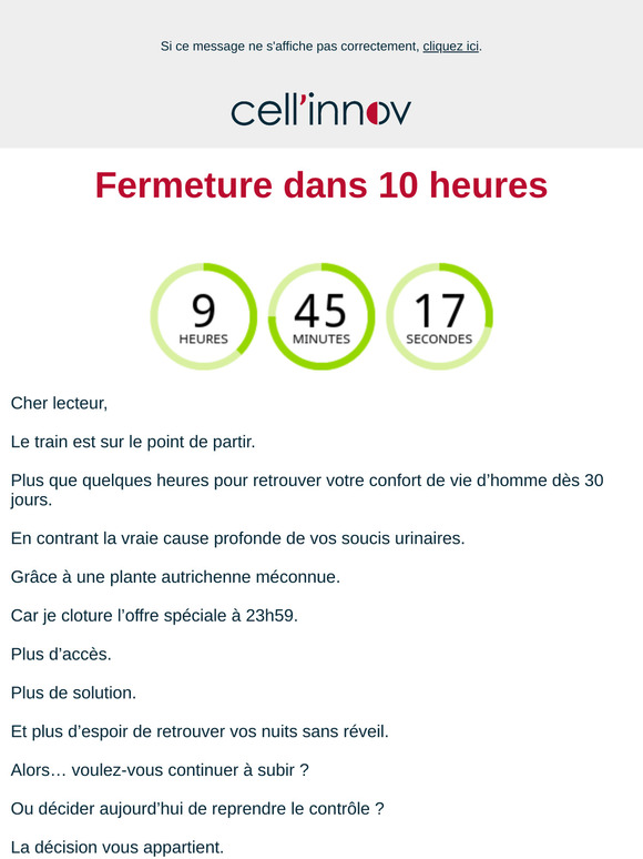 Fermeture dans 10 heures