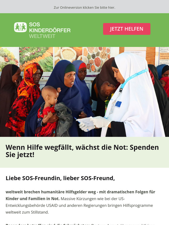 Wenn Hilfe wegfällt, wächst die Not: Jetzt spenden!