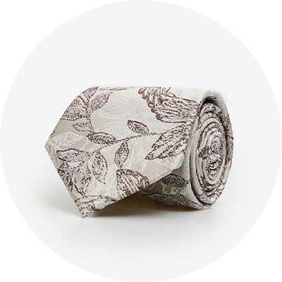 Classic Beige Floral Silk Tie