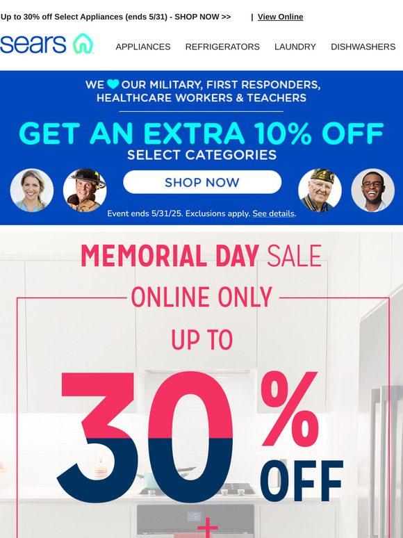 Memorial Day Deals! Save Up to 30% on Top Appliance Brands!