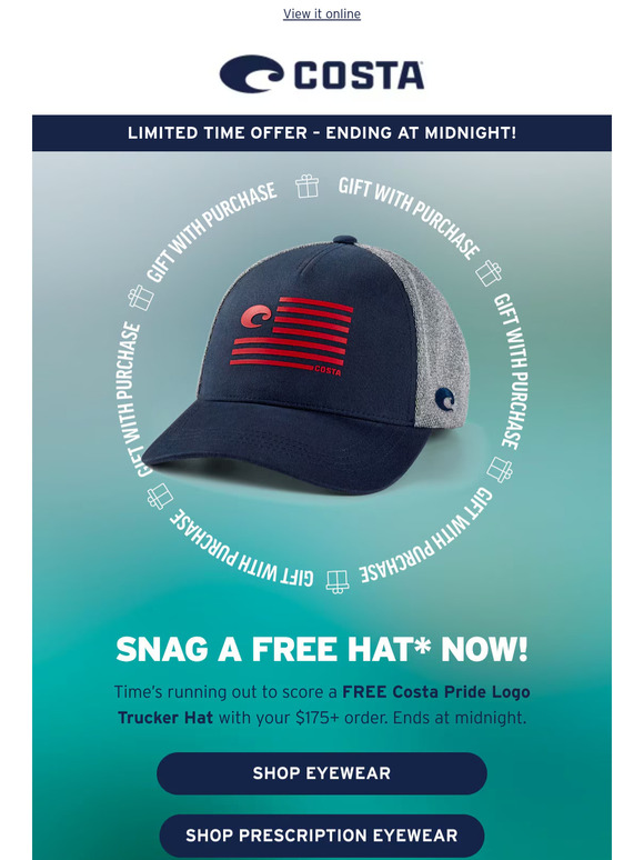 Last hours to get a FREE Costa Hat*