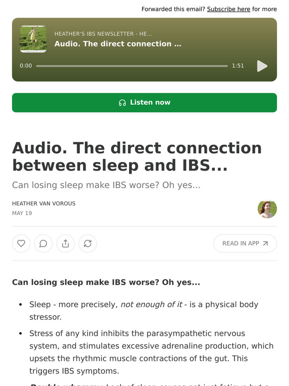 Audio. The direct connection between sleep and IBS...
