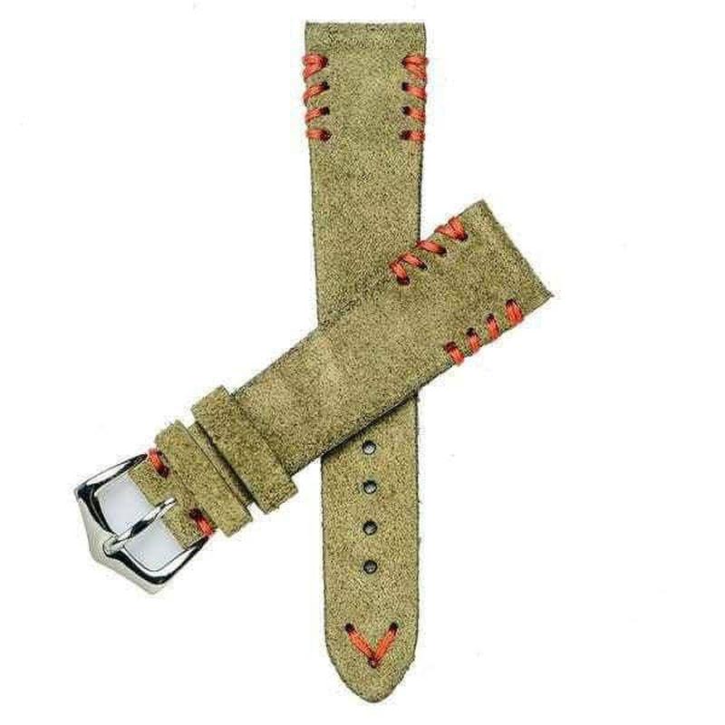 Image of Military Green Suede Vintage with Red Stitches