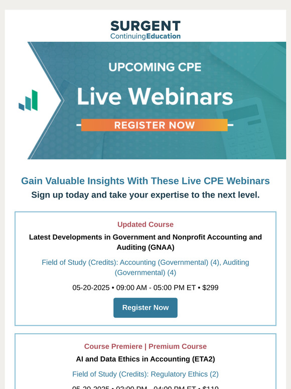 Reserve Your Spot: Live CPE Webinars You Need to See