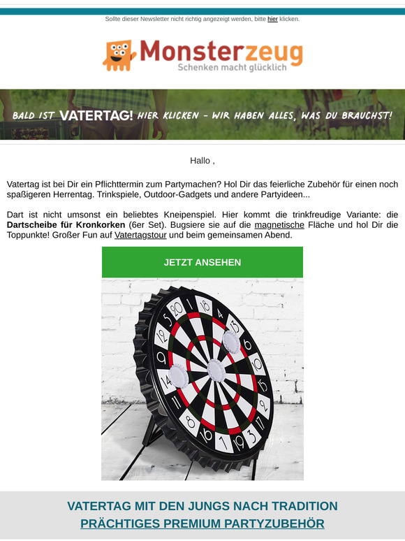 Magnet Dartscheibe für Kronkorken - und mehr Partygadgets für Deine VATERTAGSTOUR!!