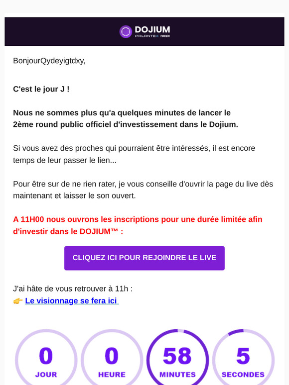 ⏰ Le LIVE de l'ICO du Dojium démarre à 11h00 !