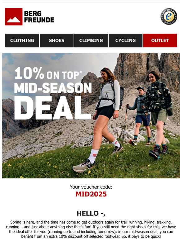 Mid-season deal ❗ Extra 10% off selected shoes*