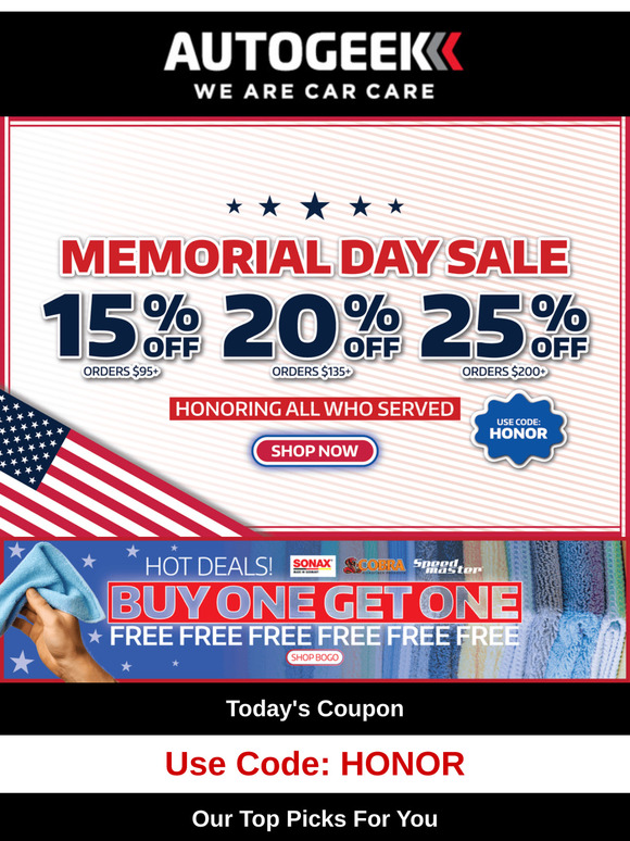 Memorial Day Starts Early - Up to 25% Off!