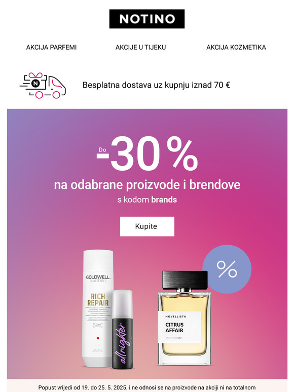 Do 30% popusta na odabrane proizvode i brendove