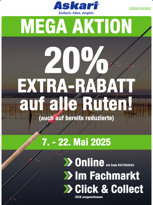 NUR NOCH 3 TAGE! | 20% EXTRA auf ALLE Ruten sichern!