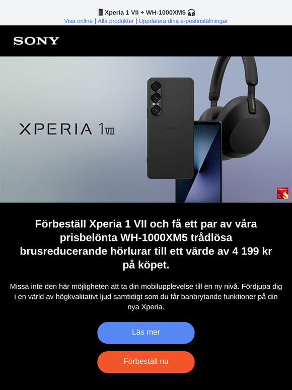 BEGRÄNSAT ERBJUDANDE: Förbeställ nya Xperia och lägg vantarna på ett par Sony-hörlurar.