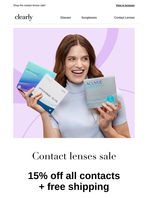 15% off all contacts + free shipping! 🌸