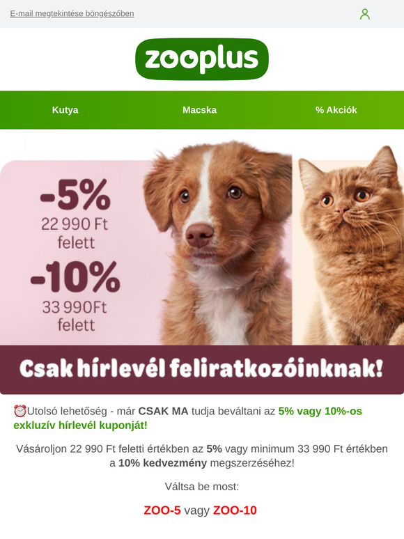 Utolsó esély: váltsa be a 10%-os kupont még ma!