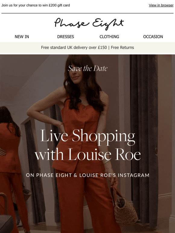 Save the Date: Live Shopping with Louise Roe