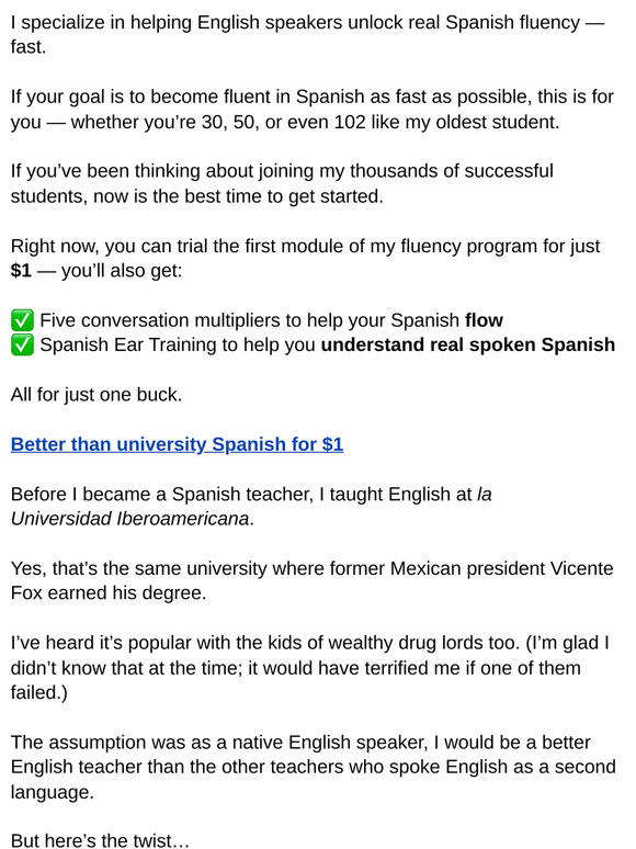 Better than university Spanish for $1