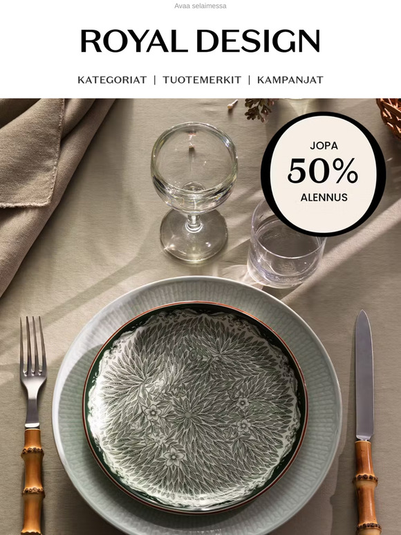 Aiotko kestitä? Saa jopa 50 % alennus tarjoilu- ja keittiötuotteista!