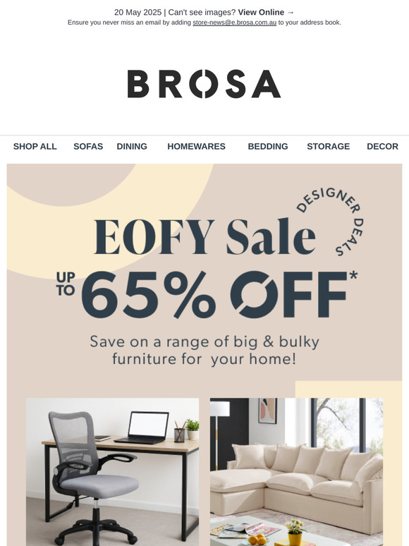 EOFY Sale 🔥 Up to 65% OFF Big & Bulky Furniture!