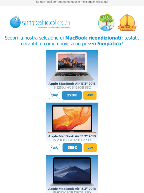 MacBook con 12 mesi di garanzia a partire da 278€