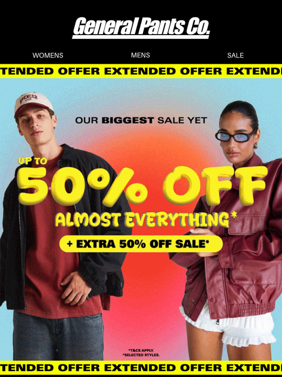 EXTENDED: UP TO 50% OFF (almost) EVERYTHING ⏰