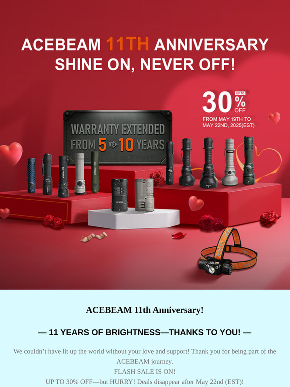 ACEBEAM 11th Anniversary: 30% OFF Tactical Flashlights We Can’t Afford to Keep