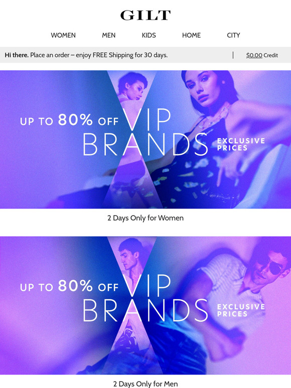 Up to 80% Off VIP Brands 👈👀 2-Day Prices