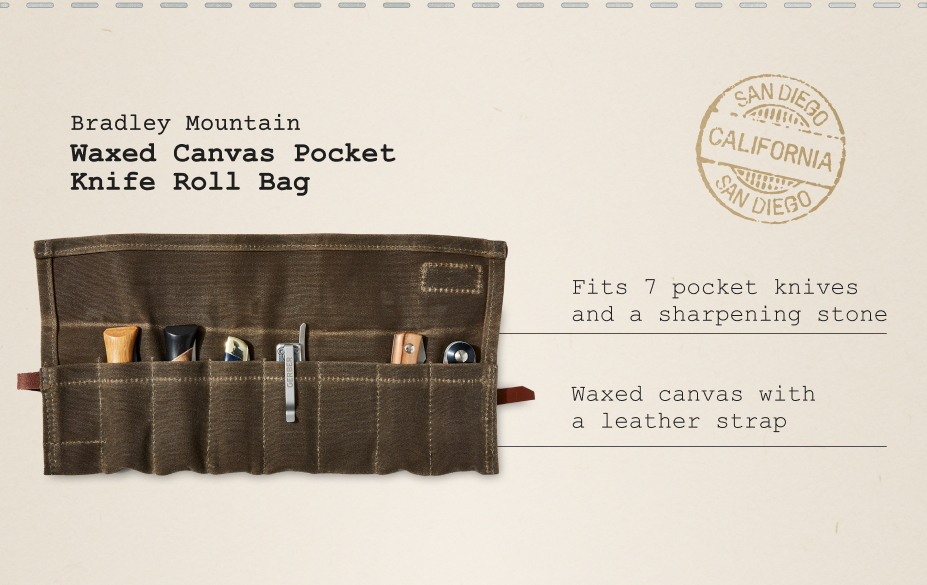 Waxed Canvas Pocket Knife Roll Bag