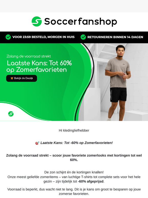 🎯 Laatste Kans: Tot -60% op Zomerfavorieten!