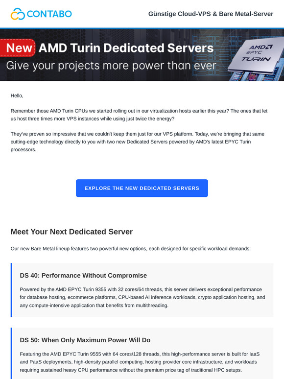 New AMD Turin Dedicated Servers Just Arrived – Give Your Projects More Power Than Ever!