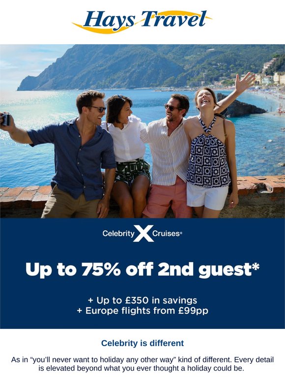 Book now and save up to £350 & up to 75% off 2nd guest*