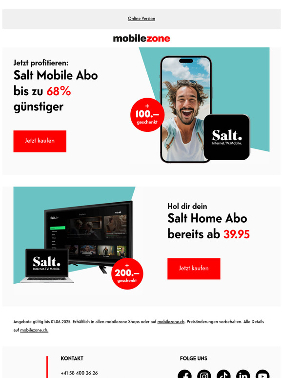 Mega-Rabatt: bis zu 68% mit Salt