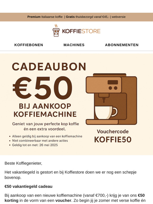 Vakantiegeld binnen? Ontvang van ons €50,- cadeau
