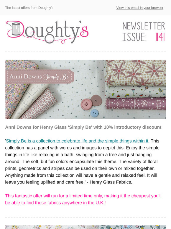 Anni Downs for Henry Glass 'Simply Be' + Liberty 'Heirloom 5 Spring' + Wimborne Roadshow.
