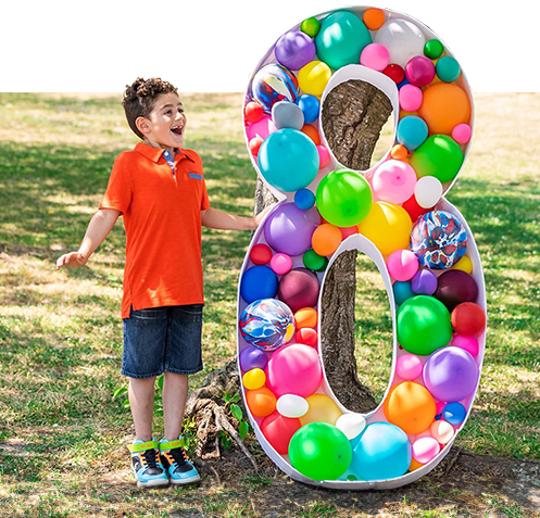 Blog idea: balloon-filled number 8 decoration