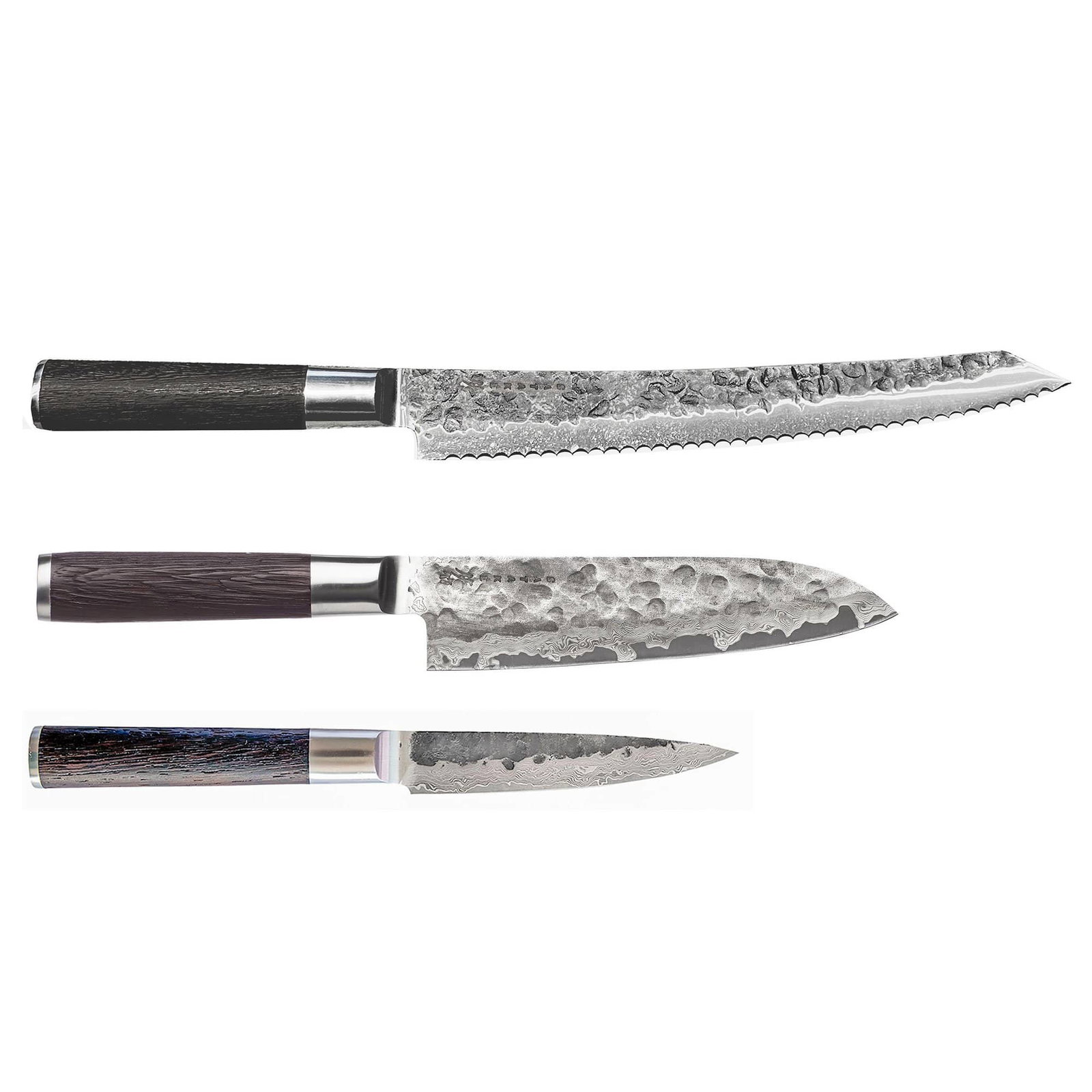 Kuro knivsæt 3 dele (brødsav, petty, santoku)