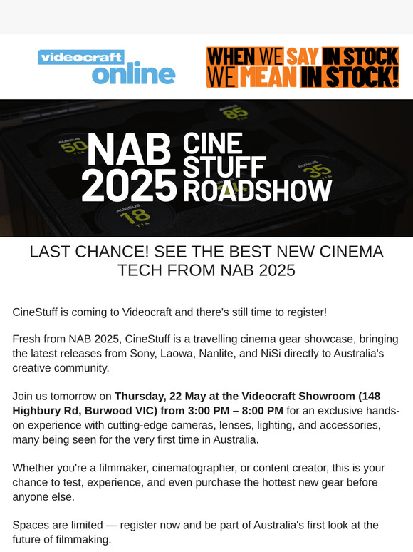 Don't Miss It! CineStuff 2025 Hits Videocraft Tomorrow!