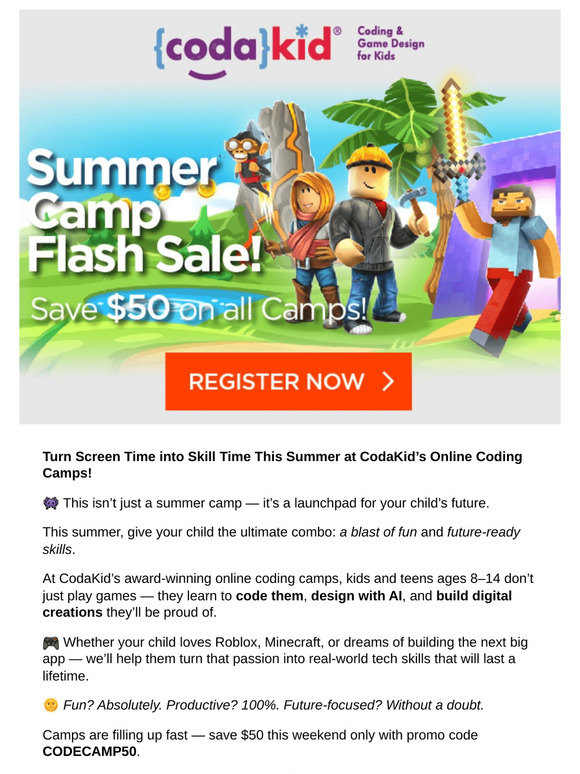 Save $50 on AI & Coding Camps That Make Summer Count 💻 + 🎉