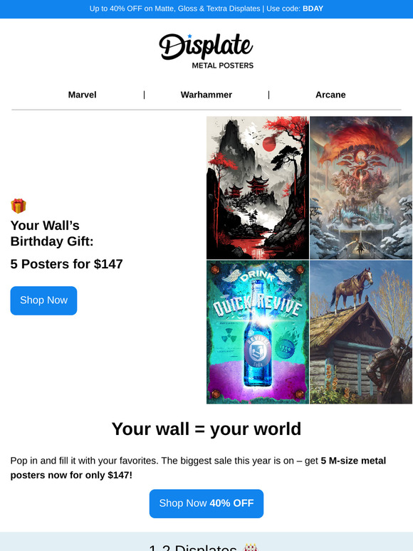 🥳 5 Displates now only $147