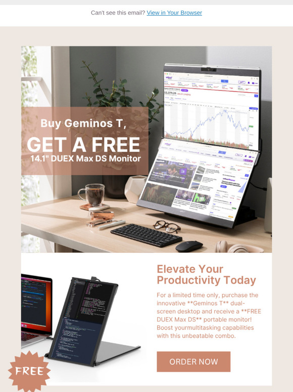 🚀 Limited Deal: Free 14-Inch Monitor with Geminos T Purchase