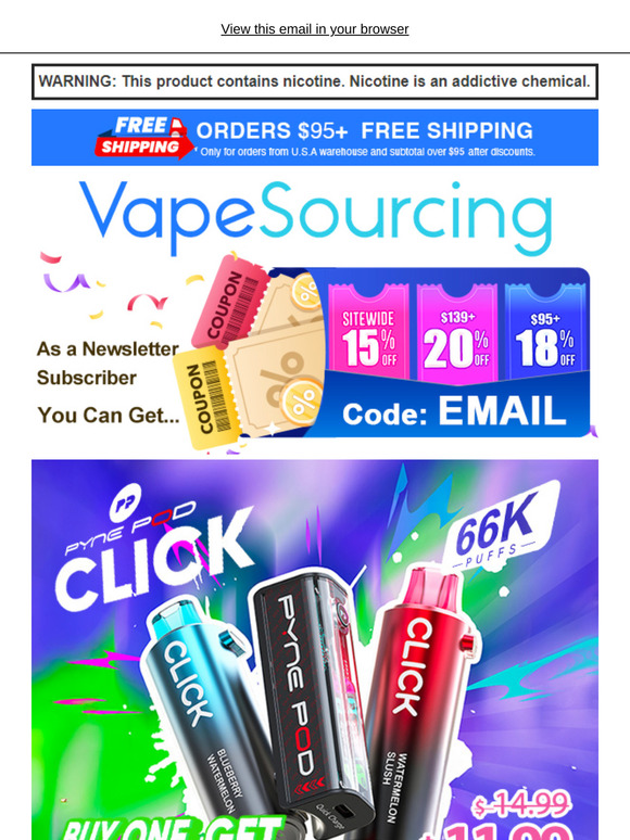 BOGO🍻$11.99 for Pyne Click 66K + 1 Extra Free Pod