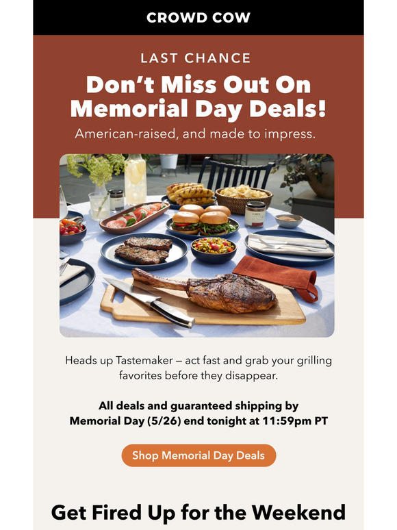 TIME'S UP: Last Call for Memorial Day Delivery & Savings